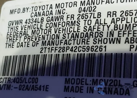 2002 Toyota Camry Solara Sle V6 из США, поврежденный, VIN 2T1FF28P42C596261